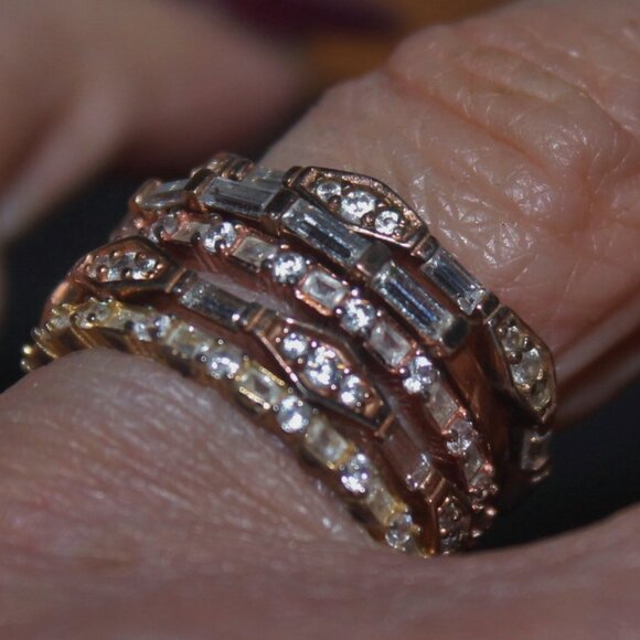 New 18kt Rose Gold Over Sterling Jewelry Set: Five Stackable Rings - Picture 4 of 4